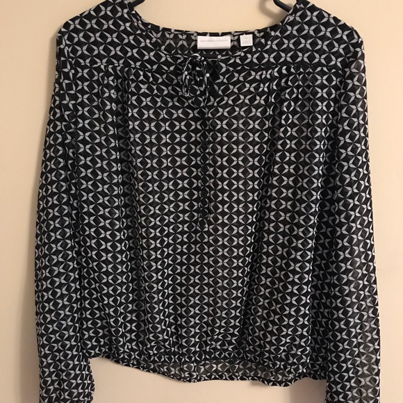 New York & Company Tops - Sheer black and white blouse